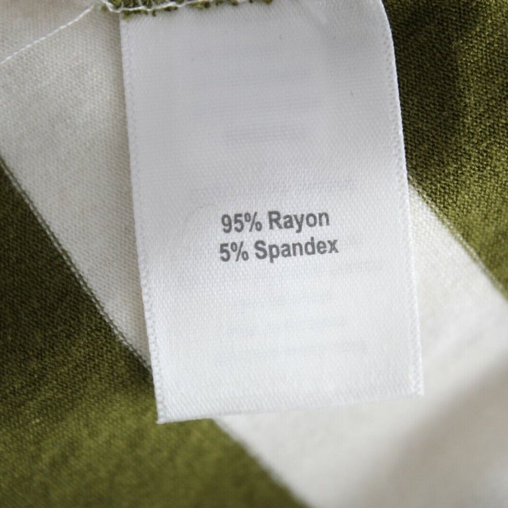 Sahalie Sz S Olive Ivory Stripe Extra Long Raw Hem Rayon Blend Maxi Dress - Picture 5 of 6